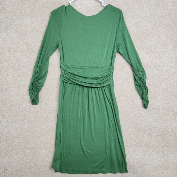 Max Studio Green Revive Wrap Long Sleeve Fit & Flare Dress Size Large NWT - Picture 3 of 6
